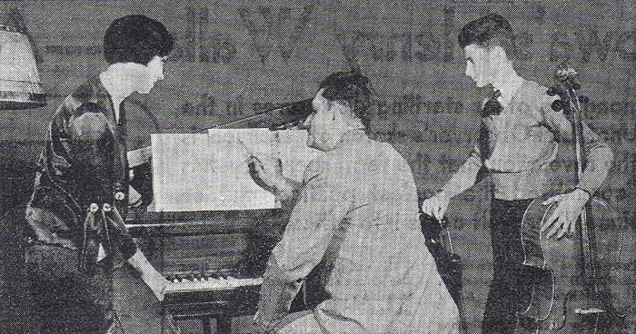 Karl King at the piano with his wife, Ruth, and his son, Karl King Jr.